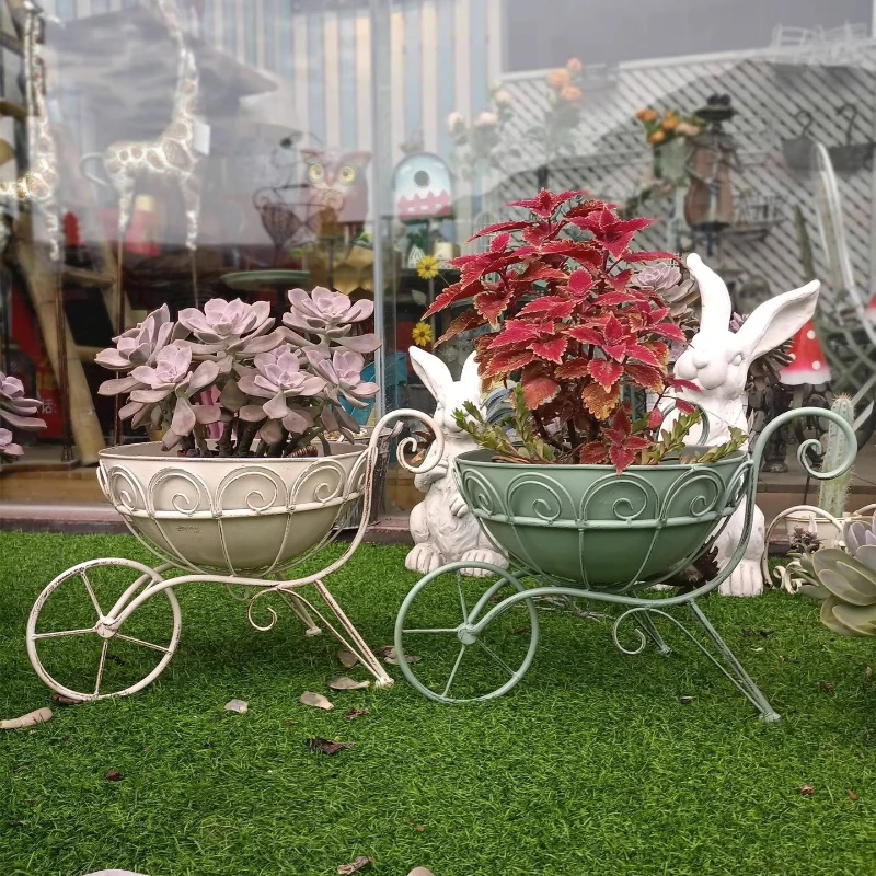 

Железная маленькая тележка, цветочный горшок, креативный сочный горшок, украшение для сада, горшок для бонсай, терраса, балкон, подставка для растений для внутреннего использования