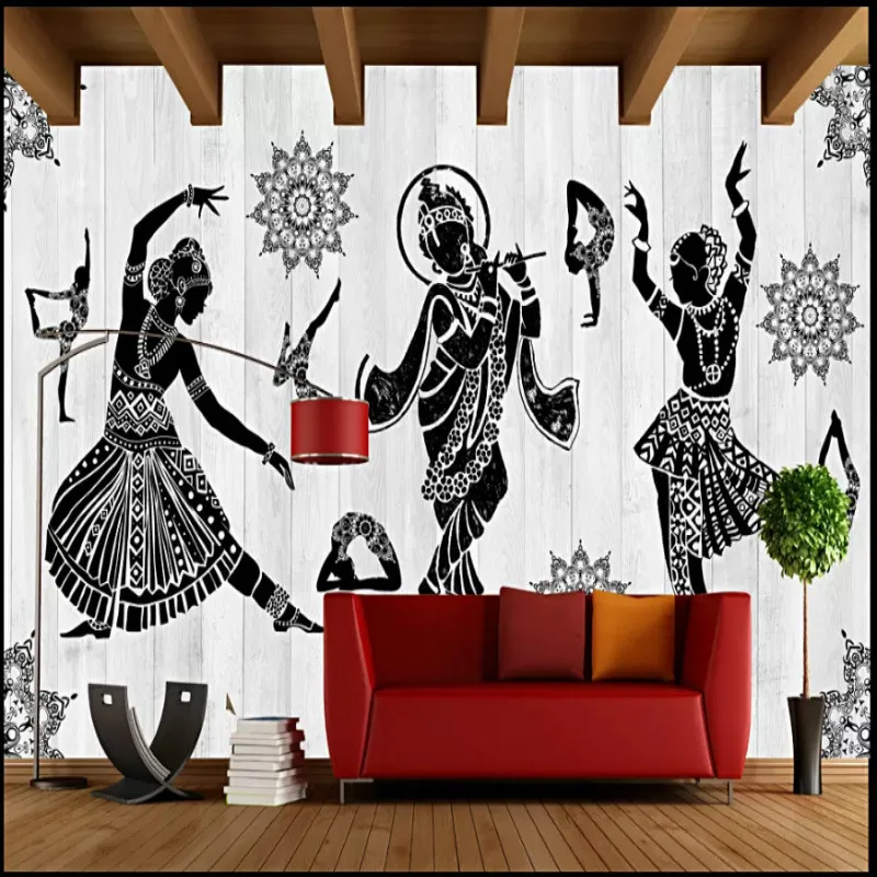 Custom Size Indian Yoga Dance Wall Paper 3D Dance Studio Gym Industrial Decoration Mural Wallpaper Papel De Parede 3d