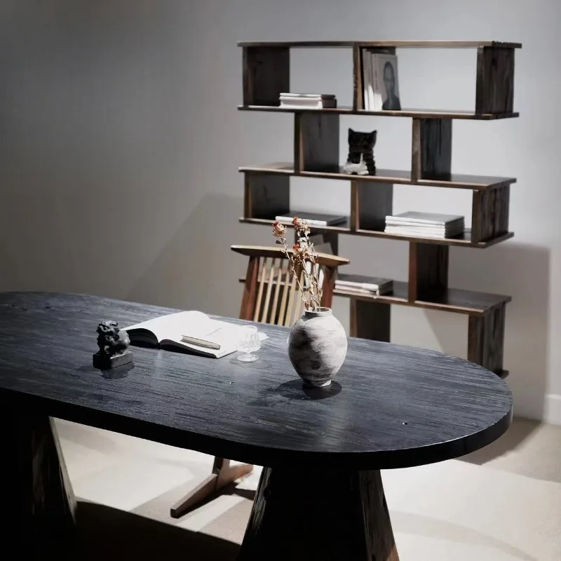 Bookshelf Solid wood Old wood Designer combination shelf Nordic minimalist display shelf Household