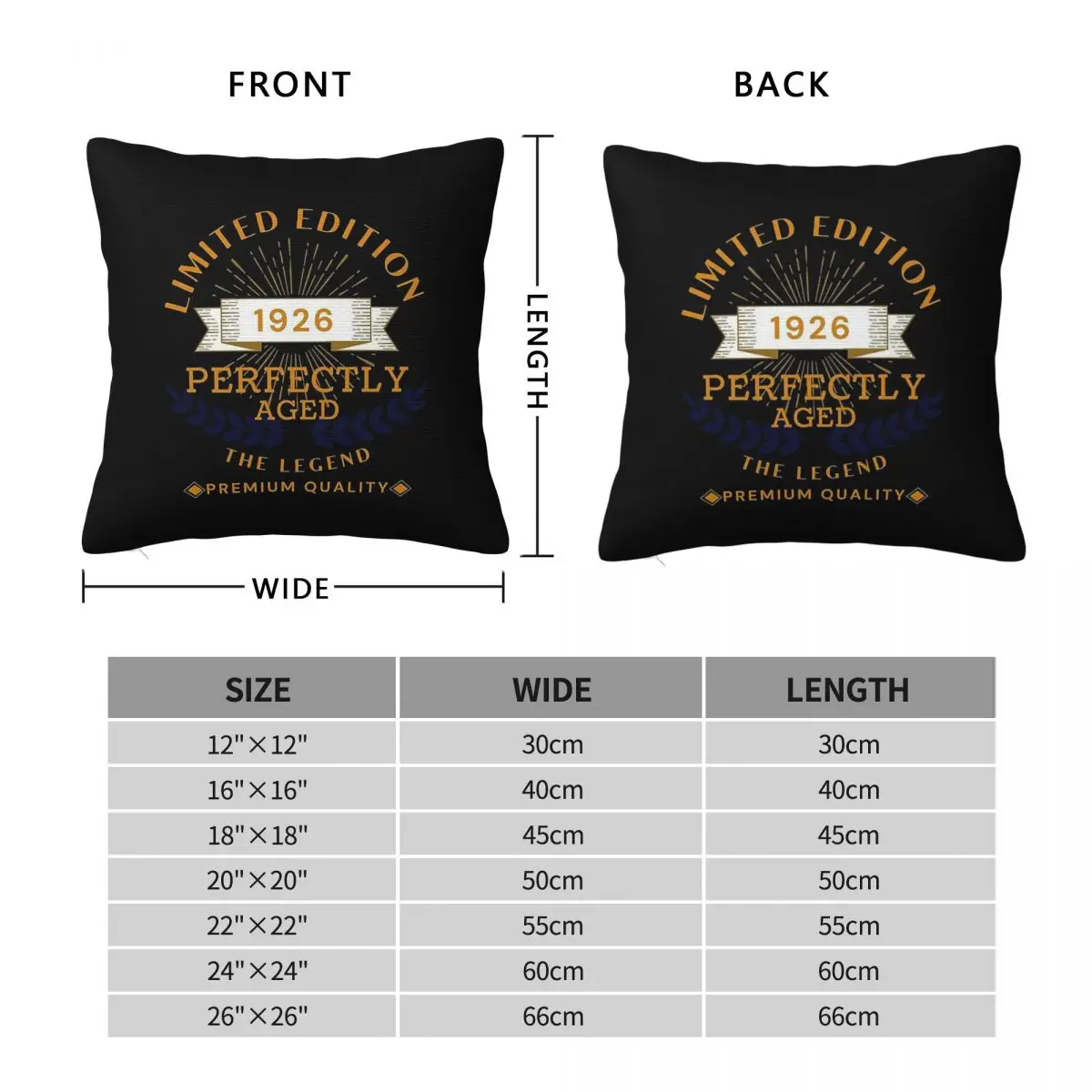 Legendary Year Born In 1926 Square Pillowcase Polyester Linen Velvet Printed Zip Decor Car Cushion Cover