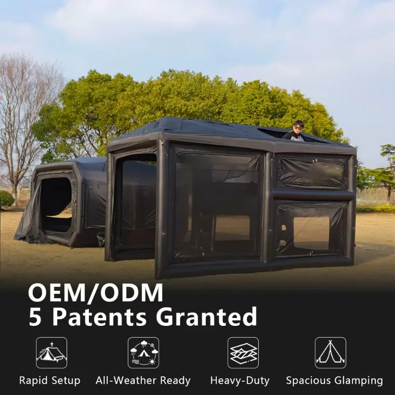 #￥Patented Inflatable Camp Tent Shelter Ventilation PU5000mm Water-Resistant Modern Blow up Tent with Mosquito Proof Mesh Fabric