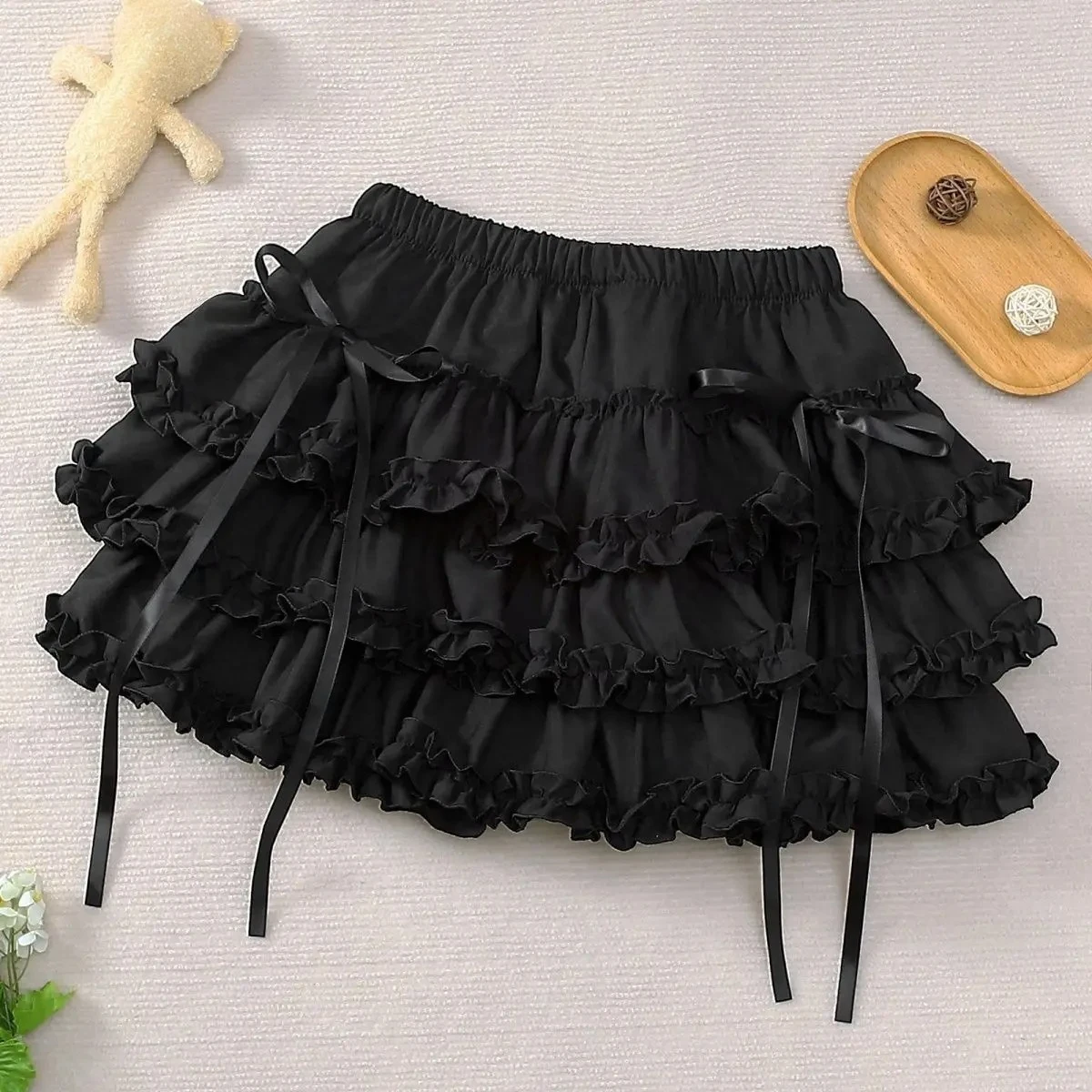 Sweet Kawaii Lolita Mini Skirt Vintage Lace Ruffles Party Skirt Japanese Y2k Style Women Chic High Waist A-Line Subculture Skirt
