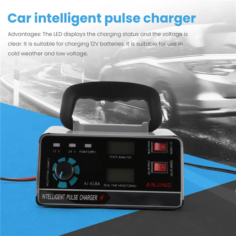 

AU34-400W 30A 12V/24V Automatic Car Battery Charger Smart Pulse Repair Boat Trickle Eu Plug