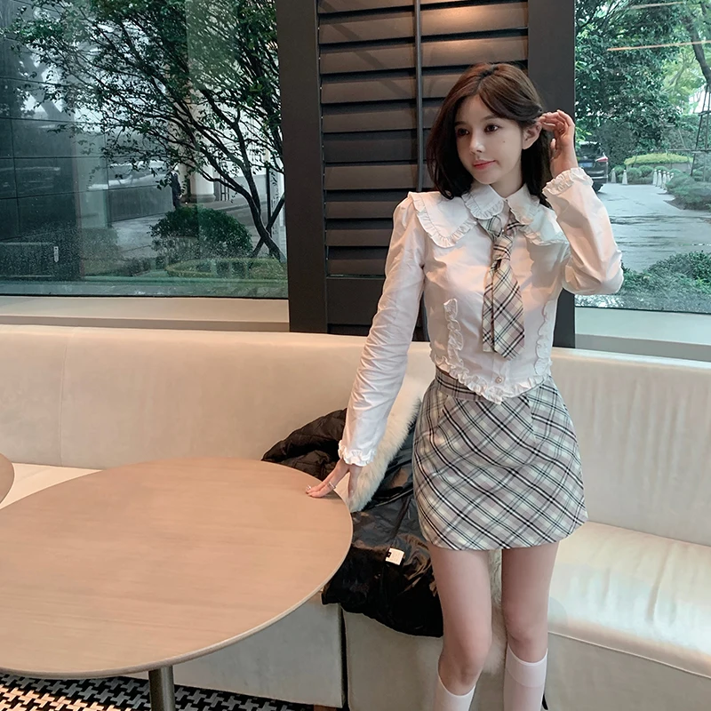 

Юбка женская Titi Little Sister Cool QQ в стиле 90-х, в клетку, с завышенной талией, А-силуэт, с бантом, в корейском стиле, для повседневной носки