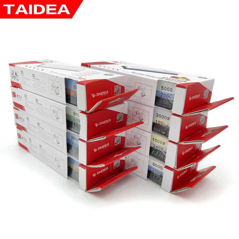 TAIDEA Double sided Whetstone sharpening stone Angle guide Kitchen sharpening system knife sharpener 180-8000# white alundum