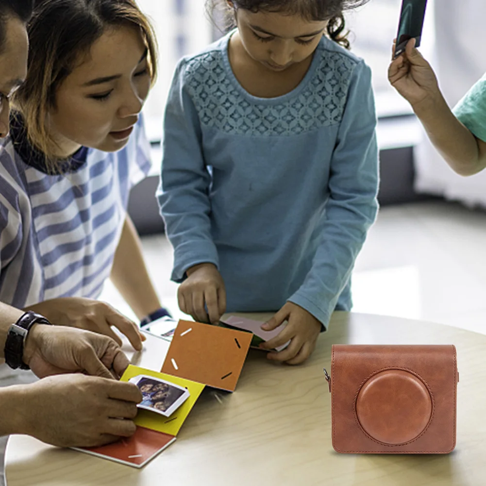 Camera Case Pockets PU Leather Camera Bag Case Replacement Instant Camera Protective Case Protective Accessories for Kodak C300R