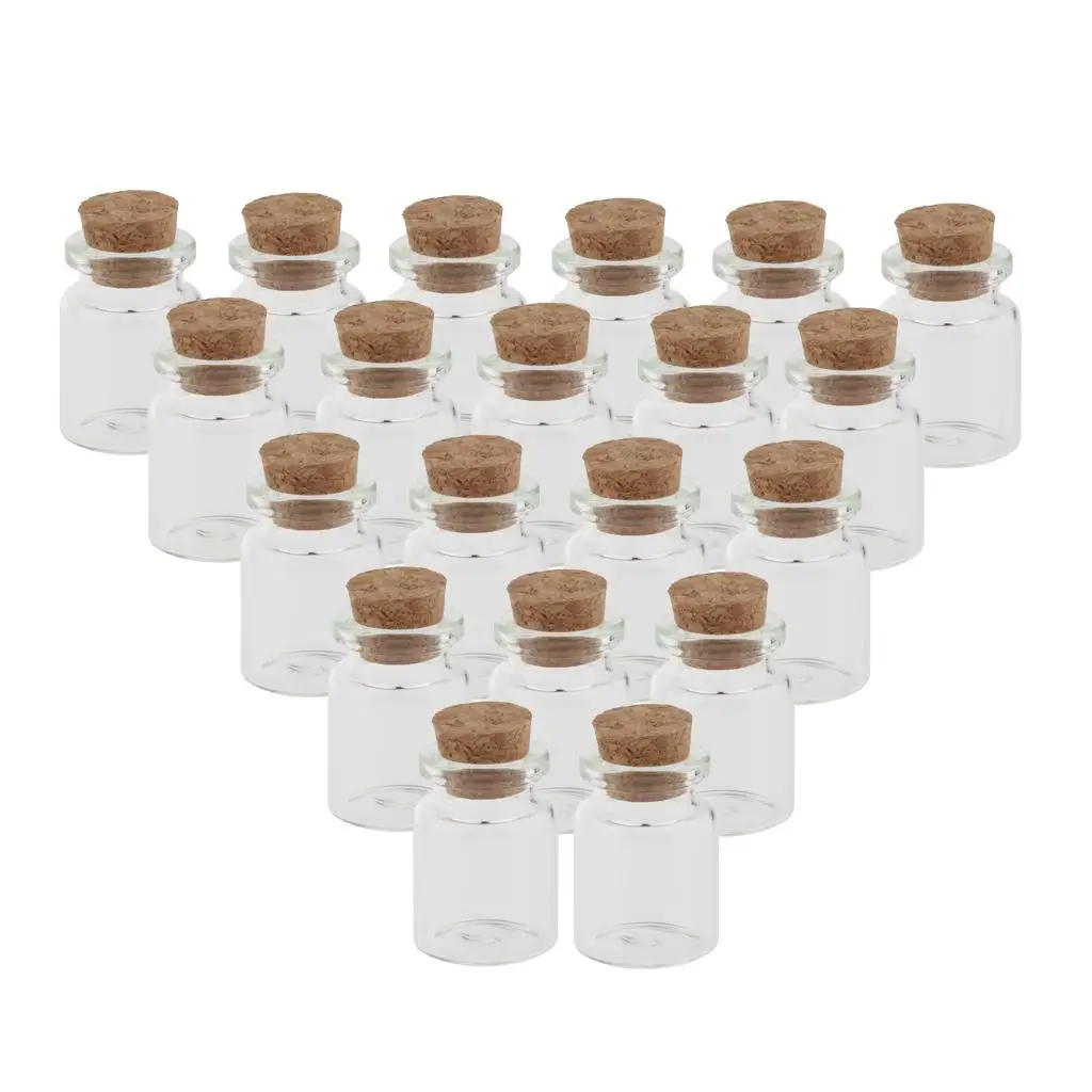 20pcs 5ml Cork Stoppers Clear Glass Jars Message Drift Wishing Lucky Bottles Essential Oil Sample Vials