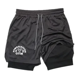 Pantalones cortos de entrenamiento de Fitness para hombre, Shorts de compresión transpirables de secado rápido, informales, para correr al aire libre, moda de verano, 2 en 1