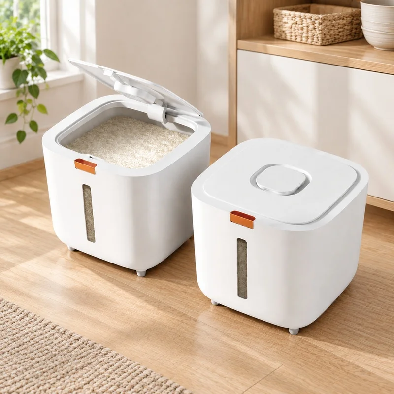 Airtight Rice Keeper with Lid, Moisture-Proof Grain Storage Box for Kitchen Use