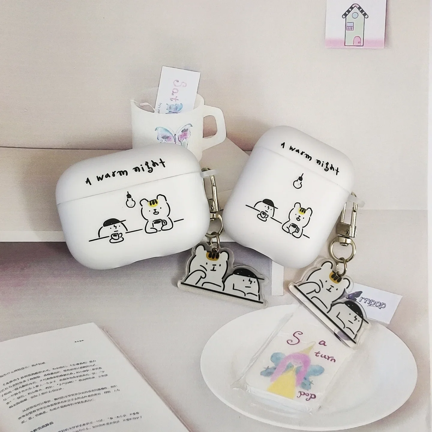 Funny Cartoon Airpods 1 2 3 Pro 2 White Earphone Protective Cover For Airpods Pro Case Airpods 4 2024 Case For Girls