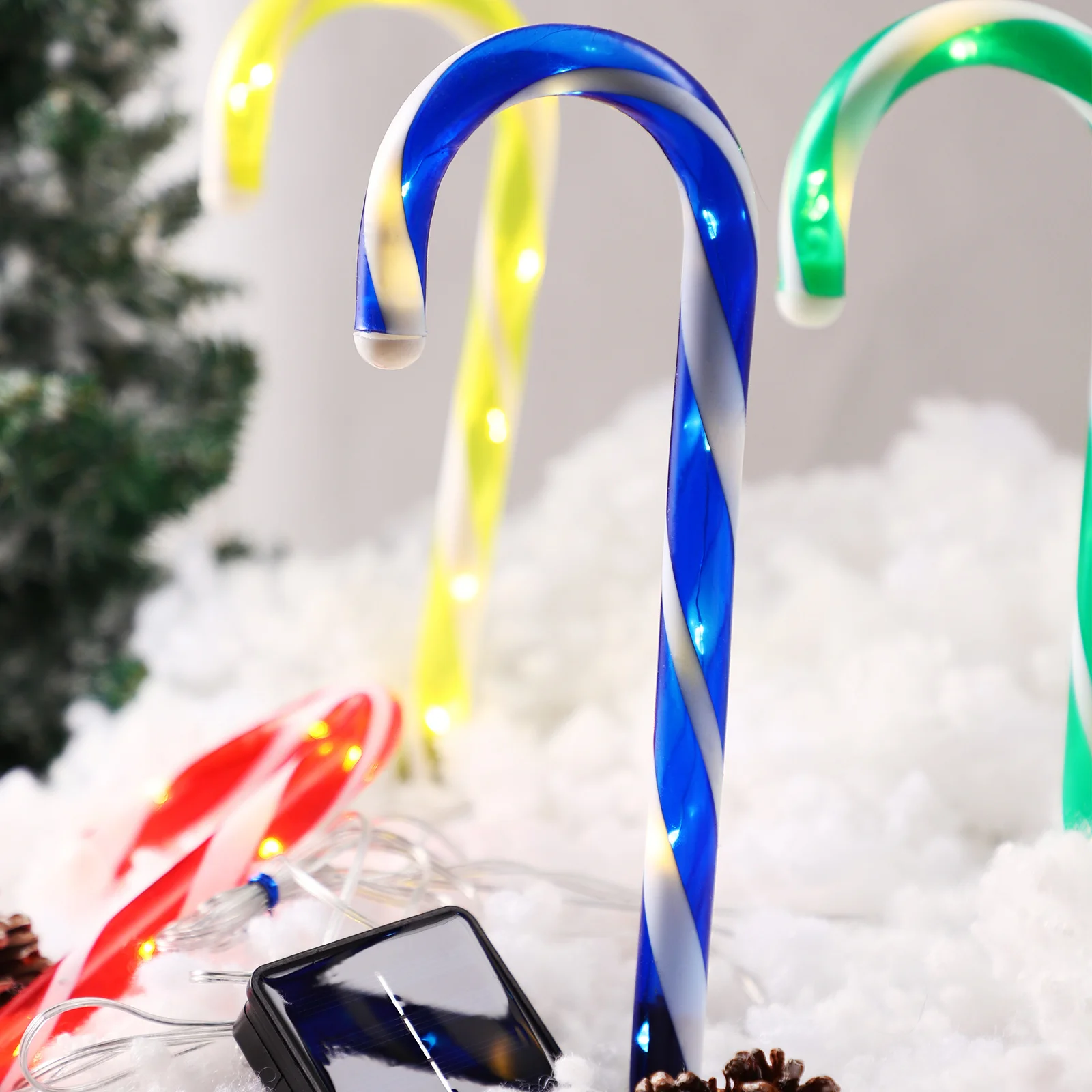 2 مجموعات في الهواء الطلق مصباح للطاقة الشمسية 4 في 1 LED العكاز تصميم مقاوم للماء حديقة ضوء أرضي لعيد الميلاد الحديقة ساحة فناء الديكور #3