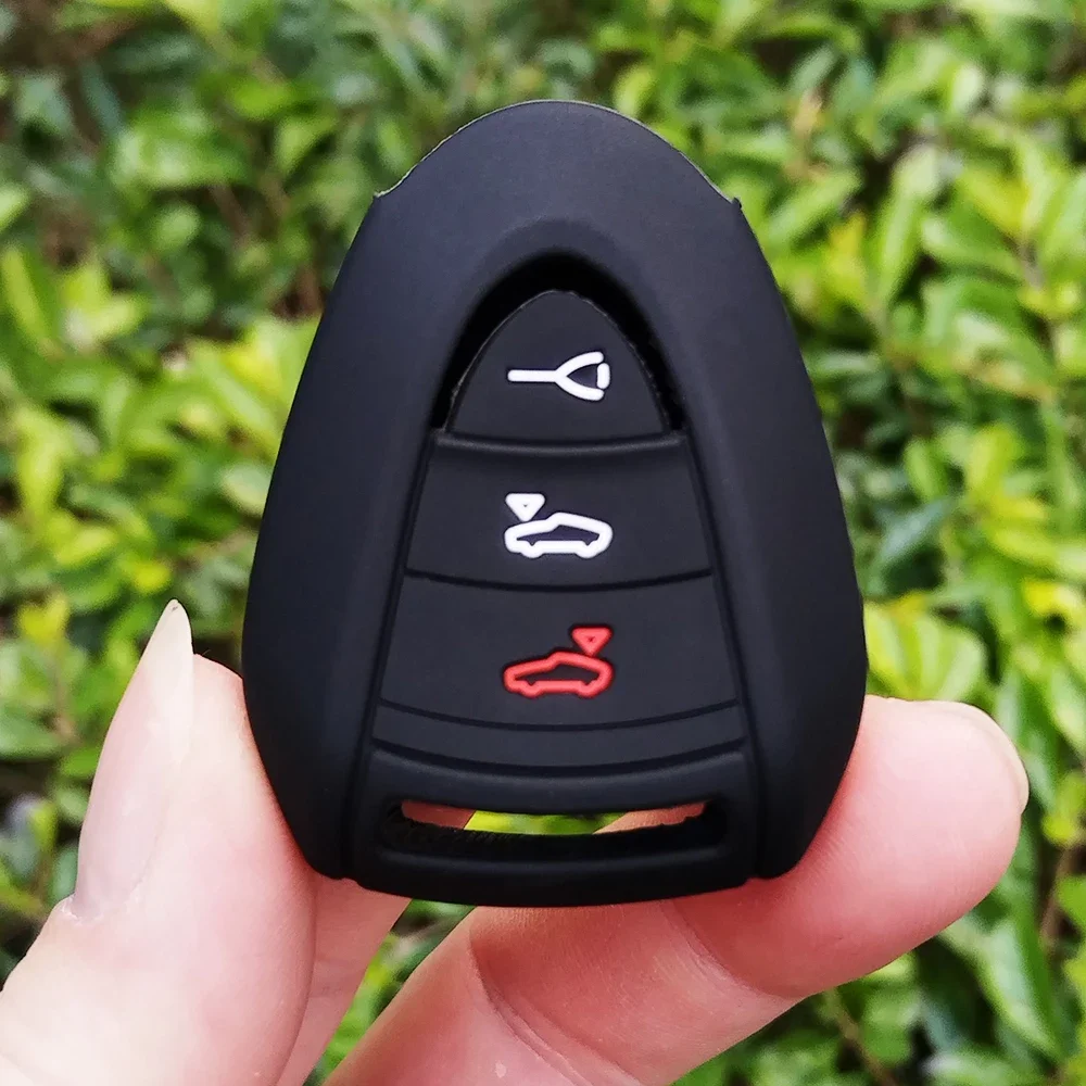 3 Buttons Silicone Car Remote Key Case Cover Shell Keychian Fob Holder for Porsche 911 997 Boxster 987 Cayman Parts Accessories