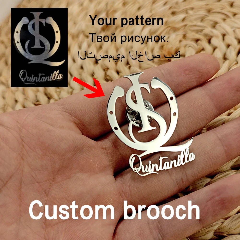 Customized Personalized Pattern Brooch, Stainless Steel Lapel Pin, Formal Metal Suit Pin for Business Wear & Personalized Gifts