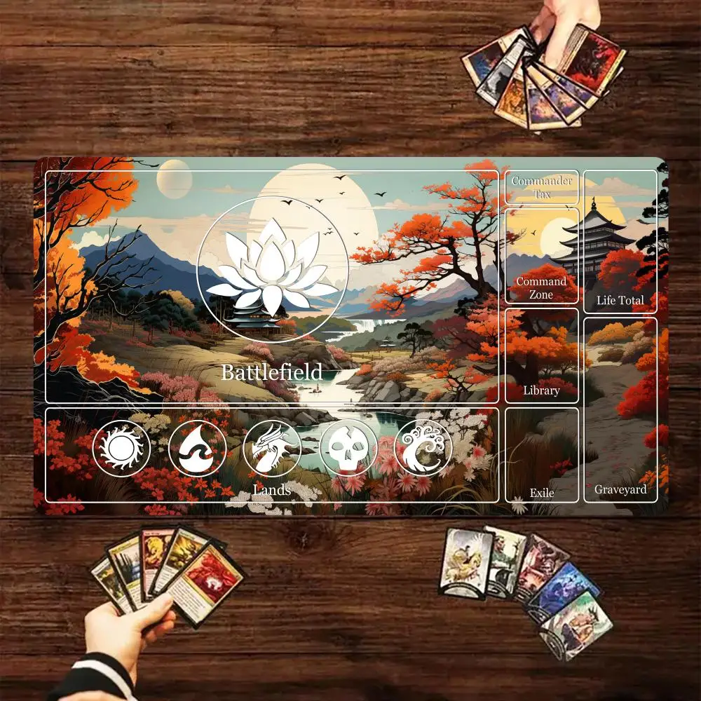

Magic card playmat with zone Ukiyo-e landscape design mtg Playmat Desk Mat gamer expansion gaming mouse pad office desk mat
