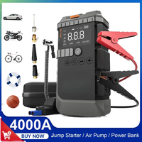 6 in 1 Jump Starter with Air Pump Peak 4000A Booster 150PSI Tire Inflator 8L Gas/4L Diesel with Smart Clamps 200LM Flashlight