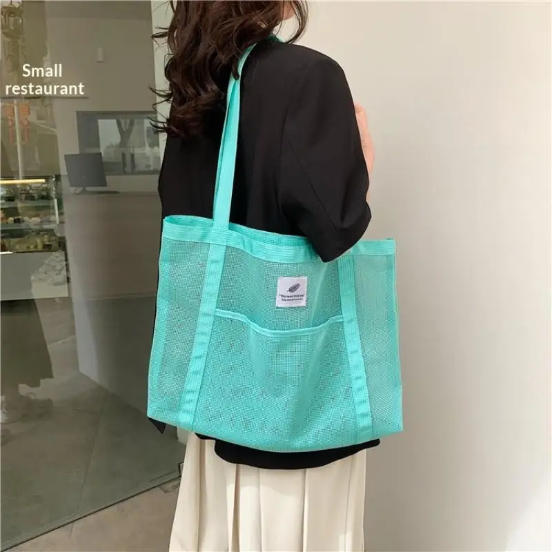 Transparente Mesh-Umhängetasche für Damen, Modische Tragbare Handtasche zum Einkaufen, Reisen, für den Strand, Netz-Tasche – Detail 4