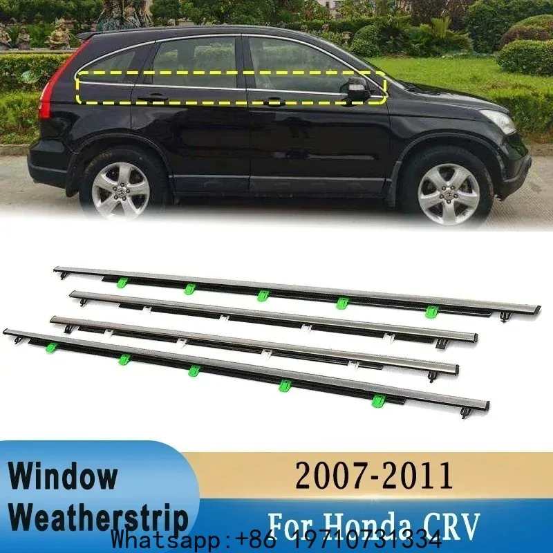 Window Weatherstrips For Honda CRV CR-V 2007-2011 Black Chrome Door Moulding Trim Belt Outer Window Glass Seal Belts