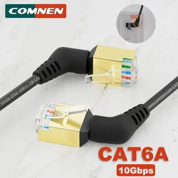 COMNEN CAT6a rj45 Cable 360° Rotatable Short Ethernet Patch Cord 0.2-5m Lan Slim Cable Rj45 Connector 10G UTP/FTP for PC PS4/5