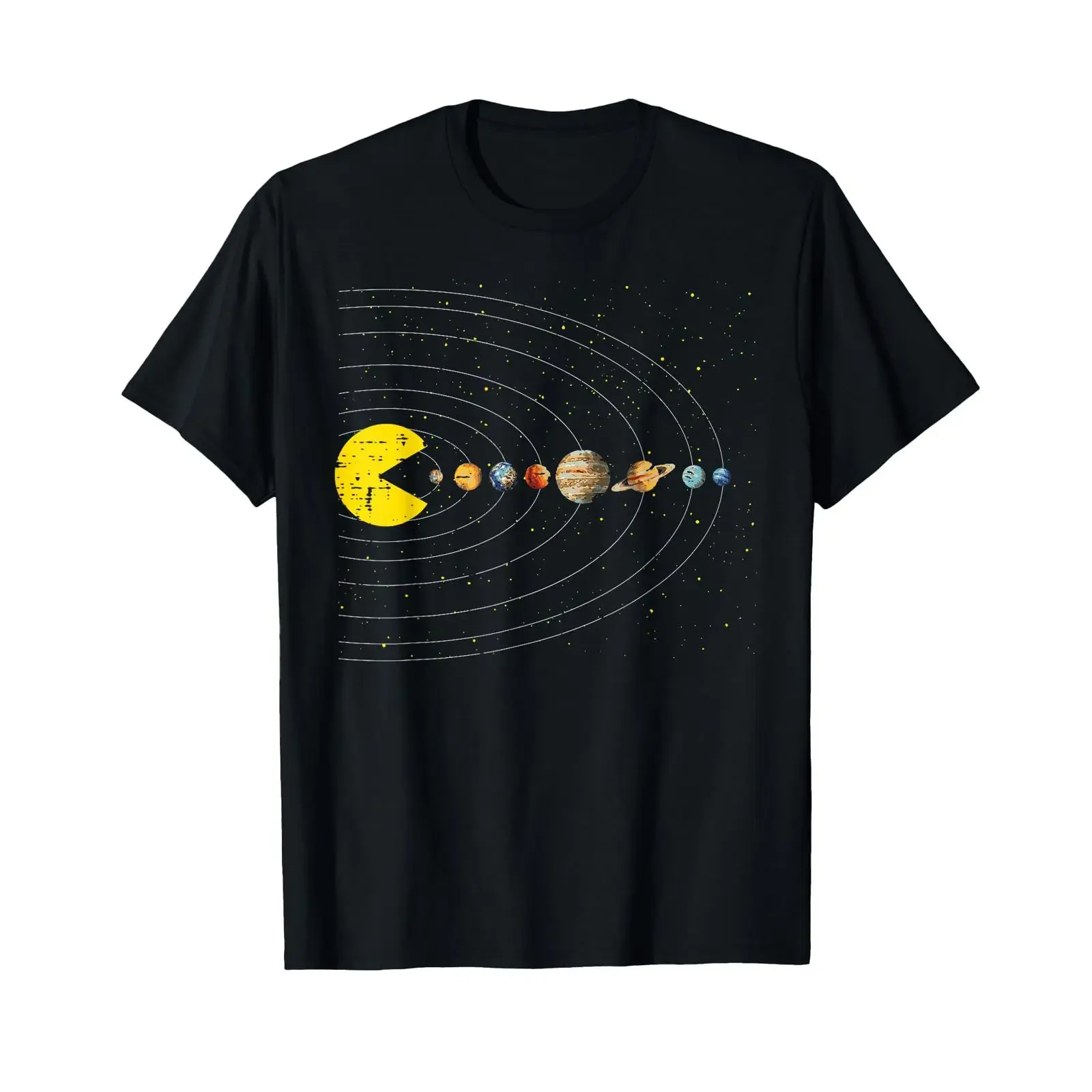 Retro Game Eating Planets Space Galaxy Gaming Boys Kids Men T Shirt vintage Washed Unisex streetwear Versatile Breathable