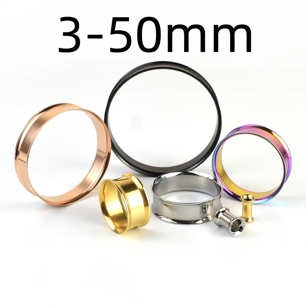 3-50mm 2pcs Ear Plugs Tunnels Gauges Stainless Steel Ear Stretcher Body Piercing Jewelry for Women Men