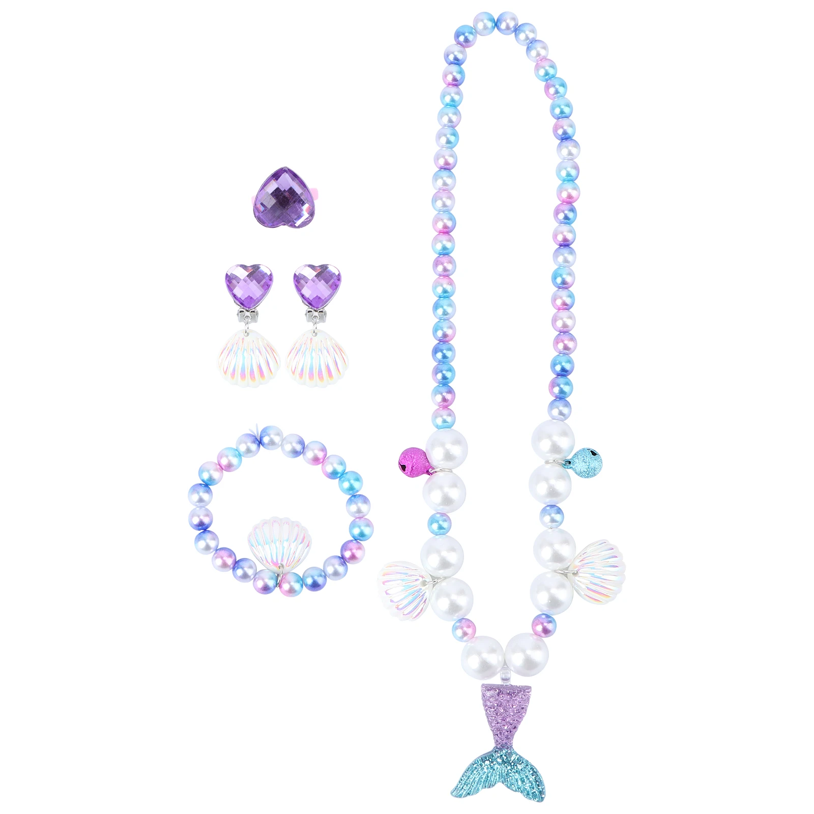 パールネックレスブレスレットセット女の子子供ネックレスマーメイドアクセサリージュエリー真珠