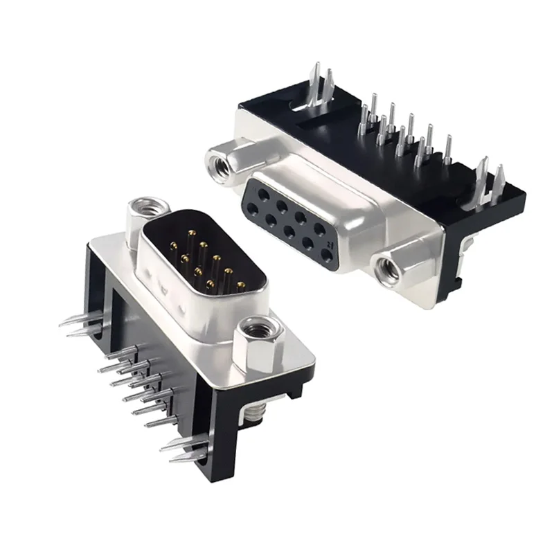 10PCS/5pairs DR9 DR-9S Female/Male Connector 9 PIN Horizontal Panel Plug 90-degree Bent Needle Serial Port Socket RS232 DB9