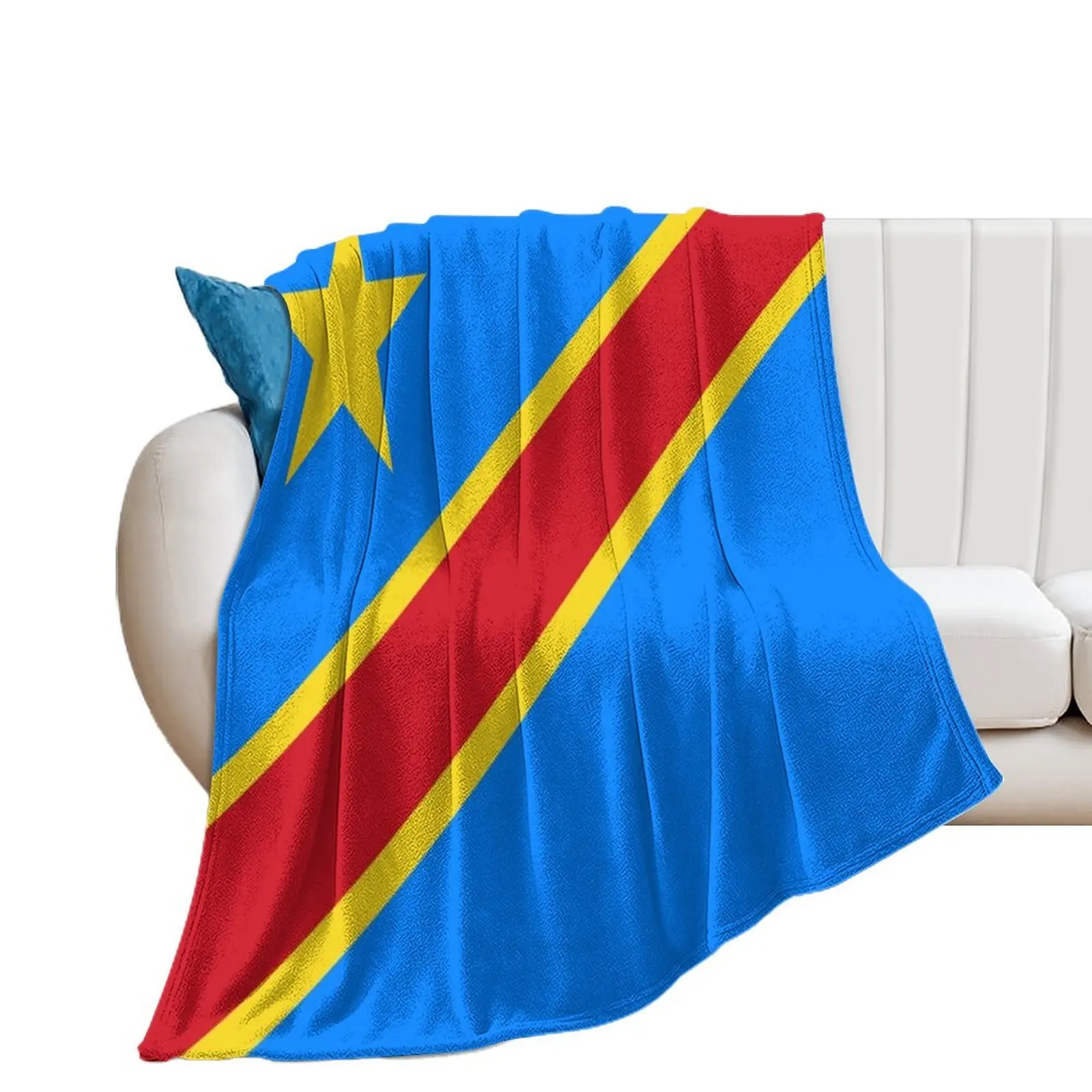 Superb Flag of the Democratic Republic of Congo and its blue, yellow and red colors. Throw Blanket Large For Baby Blankets