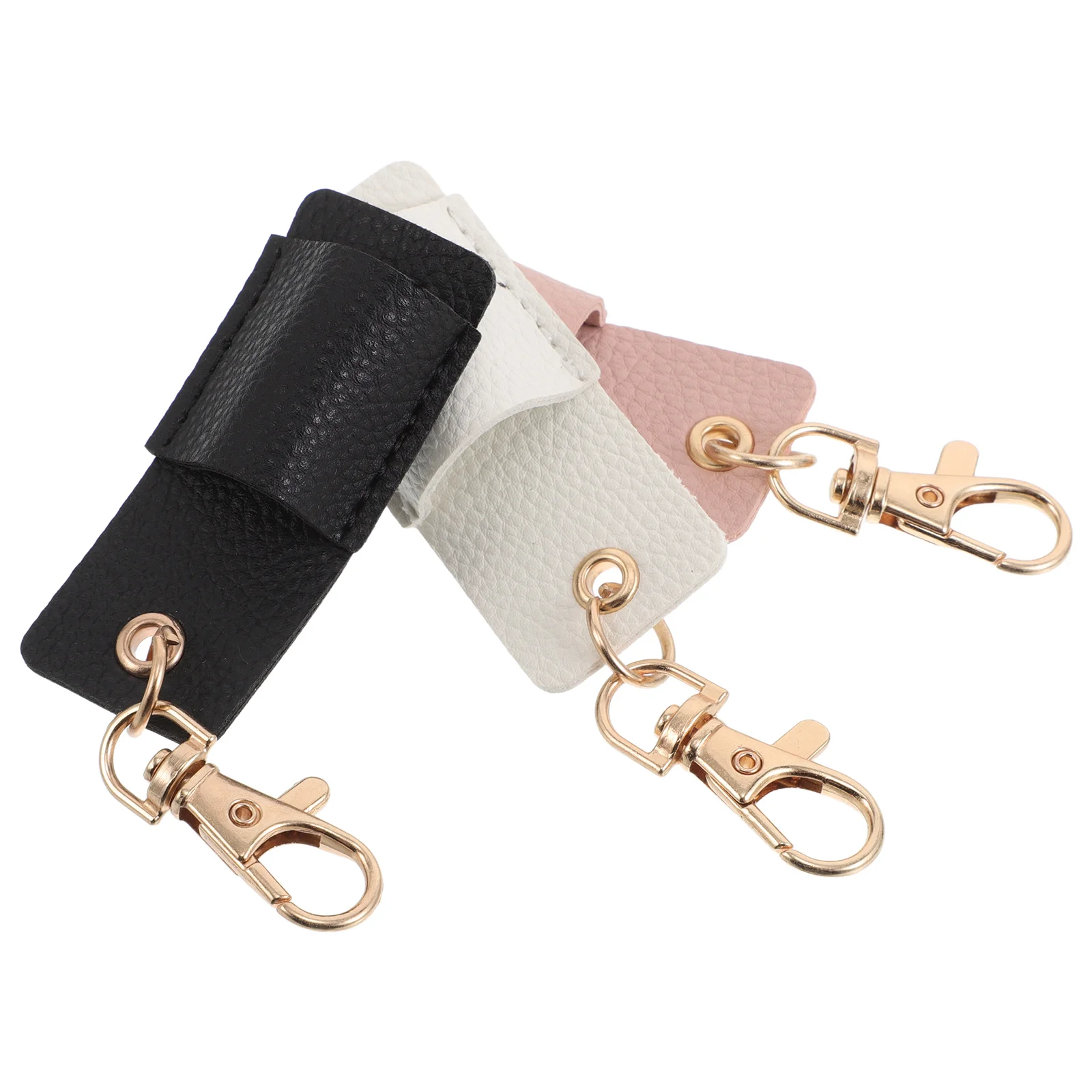 

3pcs Lychee Texture Pen Keychain Holder for Signature Pens Pencil Bag Soft Lining Portable Professional for Women