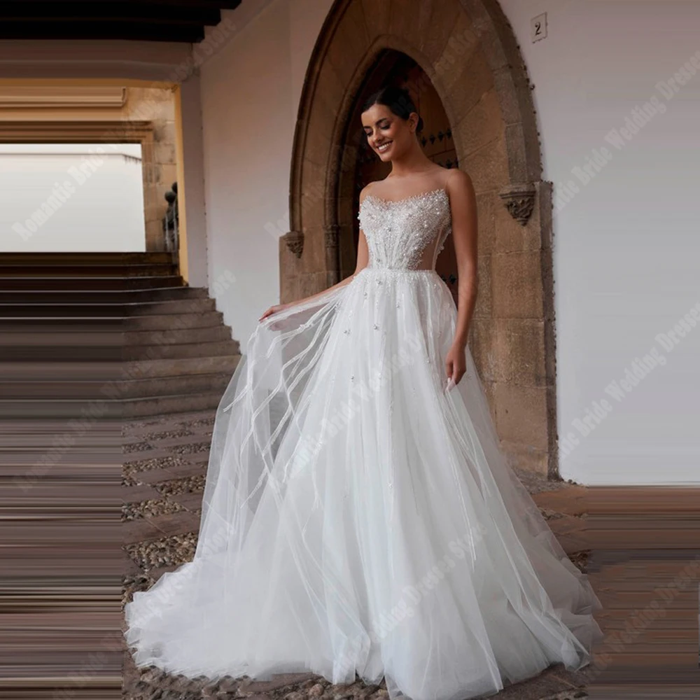 

Sweetheart Lace Women Wedding Dresses Romantic Luxurious A-Line Lace Applique Bridal Gowns Princess Vestidos De Novia Customized