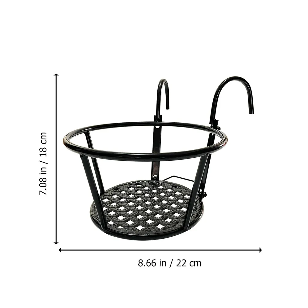 2Pcs Metal Railing Planter Balcony Flower Pot Shelf Hanging Plant Stand Detachable Smooth Surface Heavy Load Capacity Home