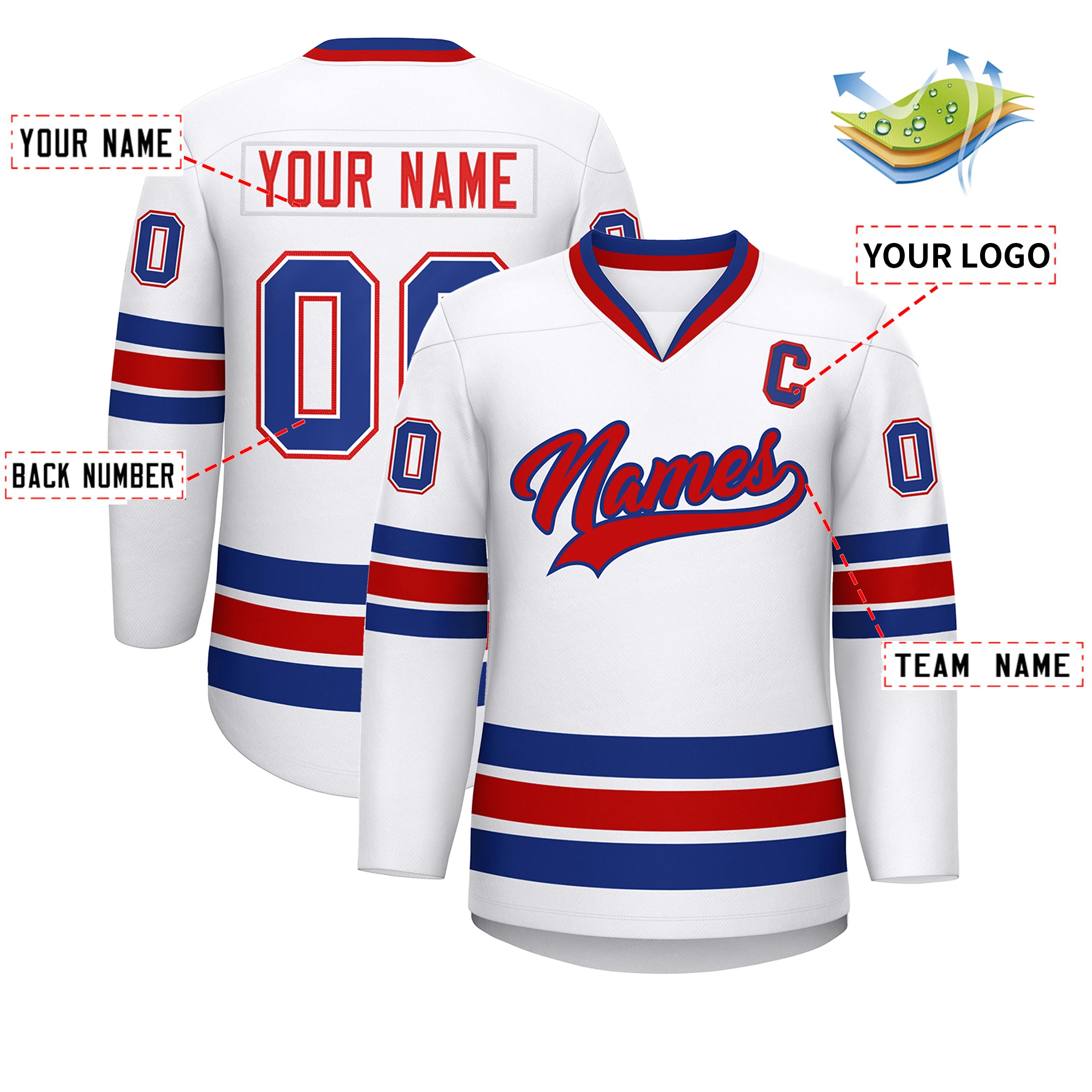 Personalized Hockey Jersey Printed Name & Number for Men/Youth Outdoor Sportswear Jerseys Size S-XXL