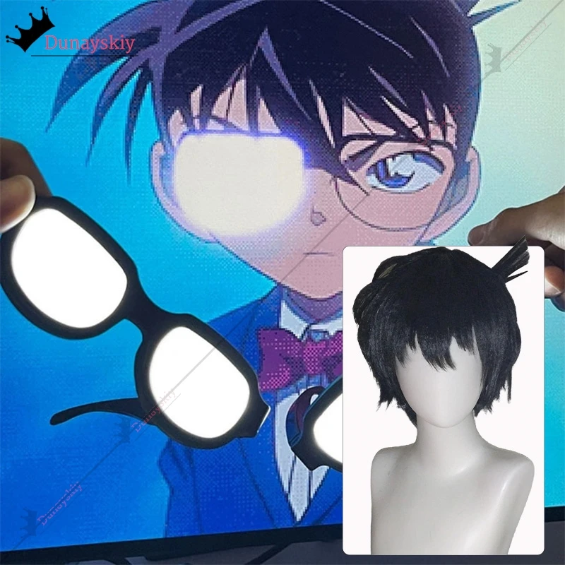 Anime detektyw Conan Kudou Shinichi peruka do cosplay z technologią Led świecące okulary 2025Anime/Halloween odgrywanie ról rekwizyt Party