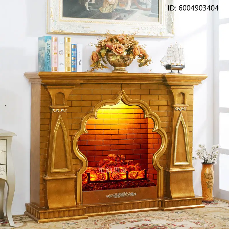 1.5 meters European fireplace TV cabinet simulation flame electronic decorative cabinet heater white