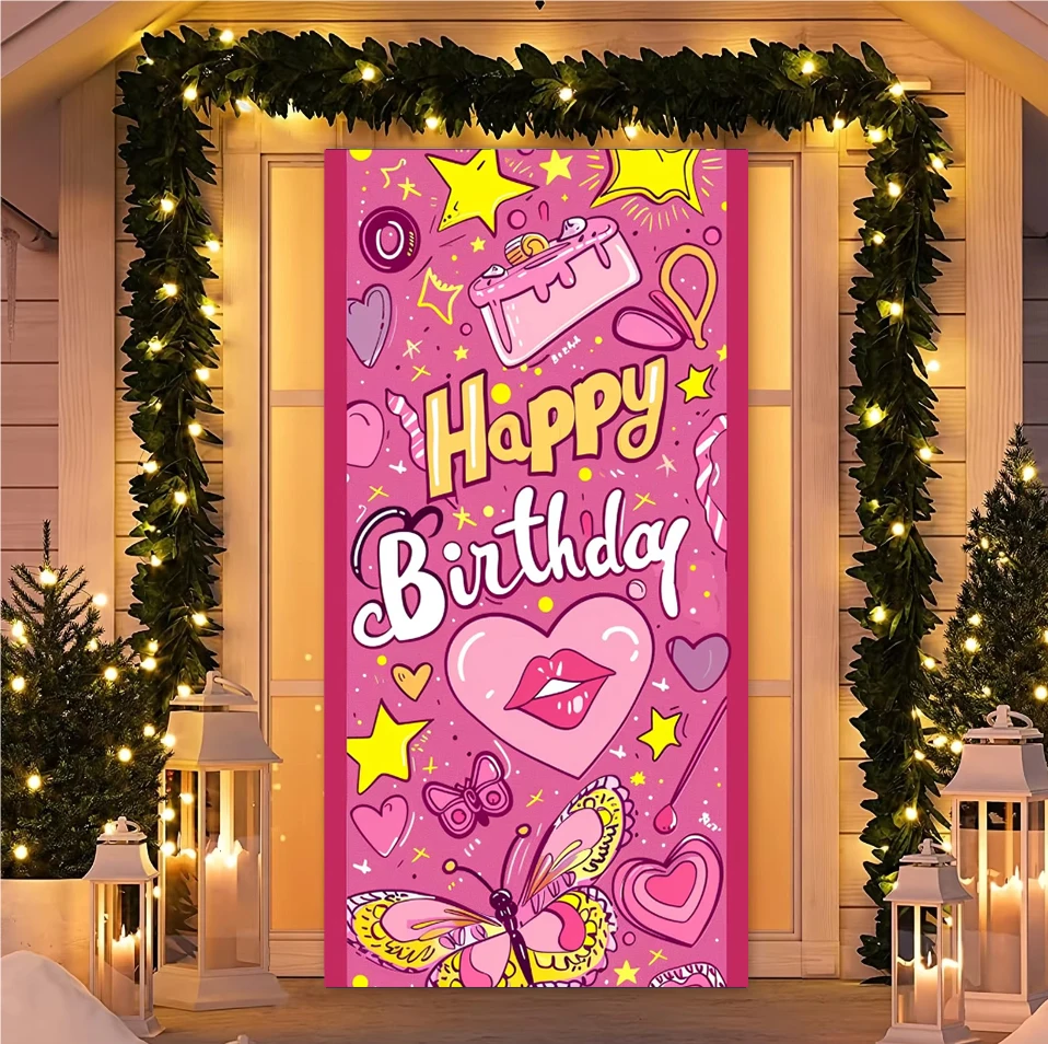 

Sweet Girl Theme 16th Birthday Party Photography Background Cake Purple Gold Decorative Supplies Door Cover Banner Props Gifts
