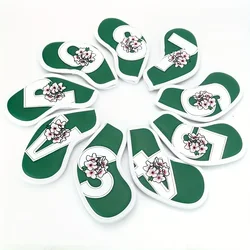 9pcs Flower Pattern Golf Club Iron Head Covers, Durable Dust-proof Club Protector