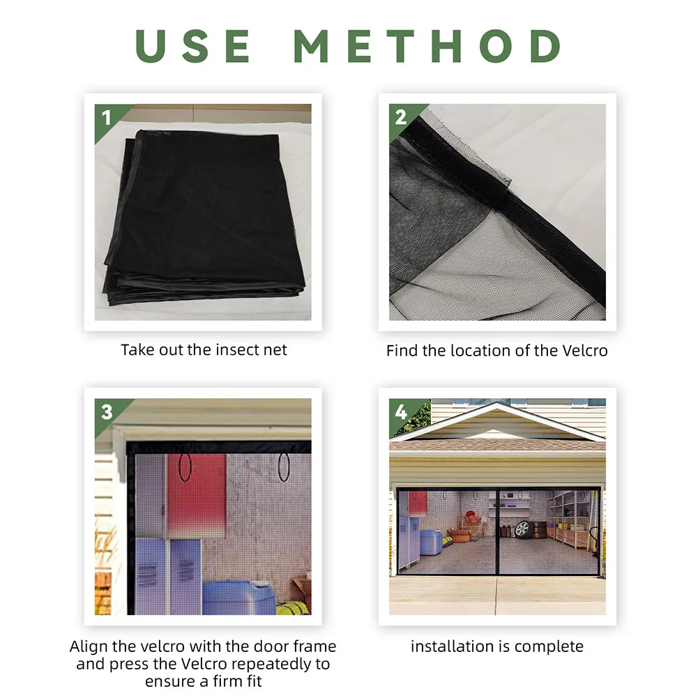 2x4m Frameless Retractable Garage Door Curtain Anti-Bug Insect Mesh Screen Seamless Removable for Balcony Pavilions Outdoor Te