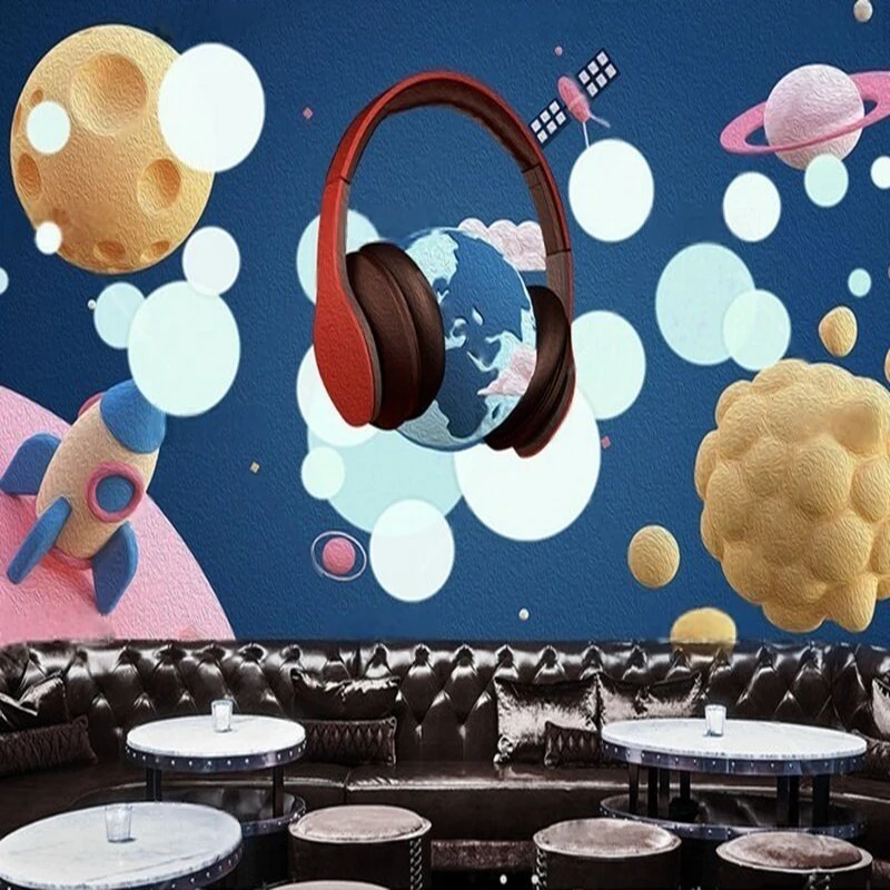 

Healing Listening To The Beautiful Sounds Of The Earth Theme KTV Bar Entertainment Venue Background Wall For Music Festival