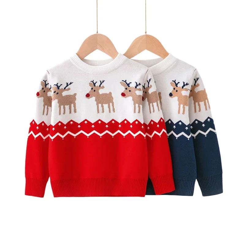 

Autumn Winter Girl Boy Sweater Christmas Kid Cardigan Knitted Baby Toddler Children Clothes Christmas Holiday Snow Suits Outfit