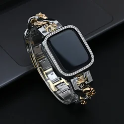 Stainless Steel Women Strap For Apple Watch 41mm 40mm 38mm 49mm 42mm 44 45 Luxury Bracelet For iWatch Series 9 8 7 6 5 4 se Band