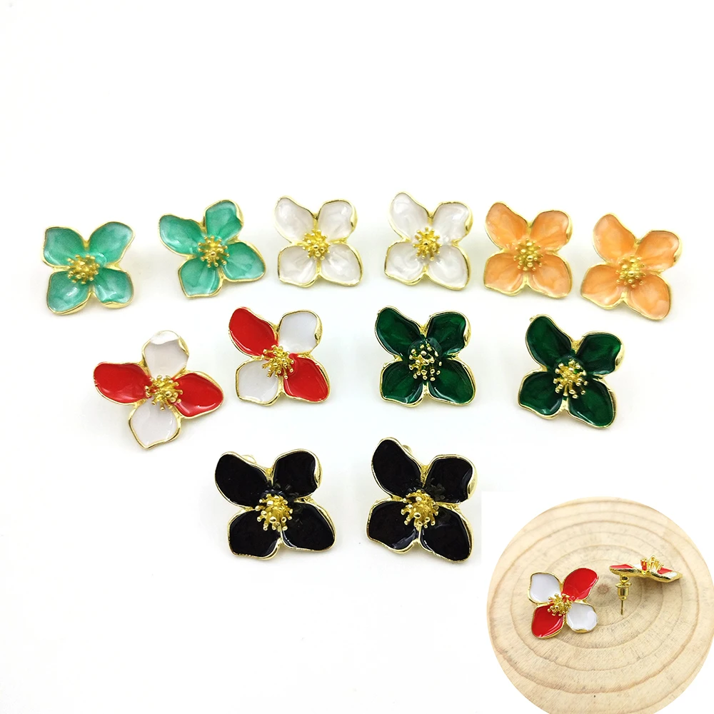 

Retro Enamel Oil Flower Stud Earrings, Elegant, Fashionable And Sweet For Women, Oil Drop Petal Earrings, Global Travel Wedding