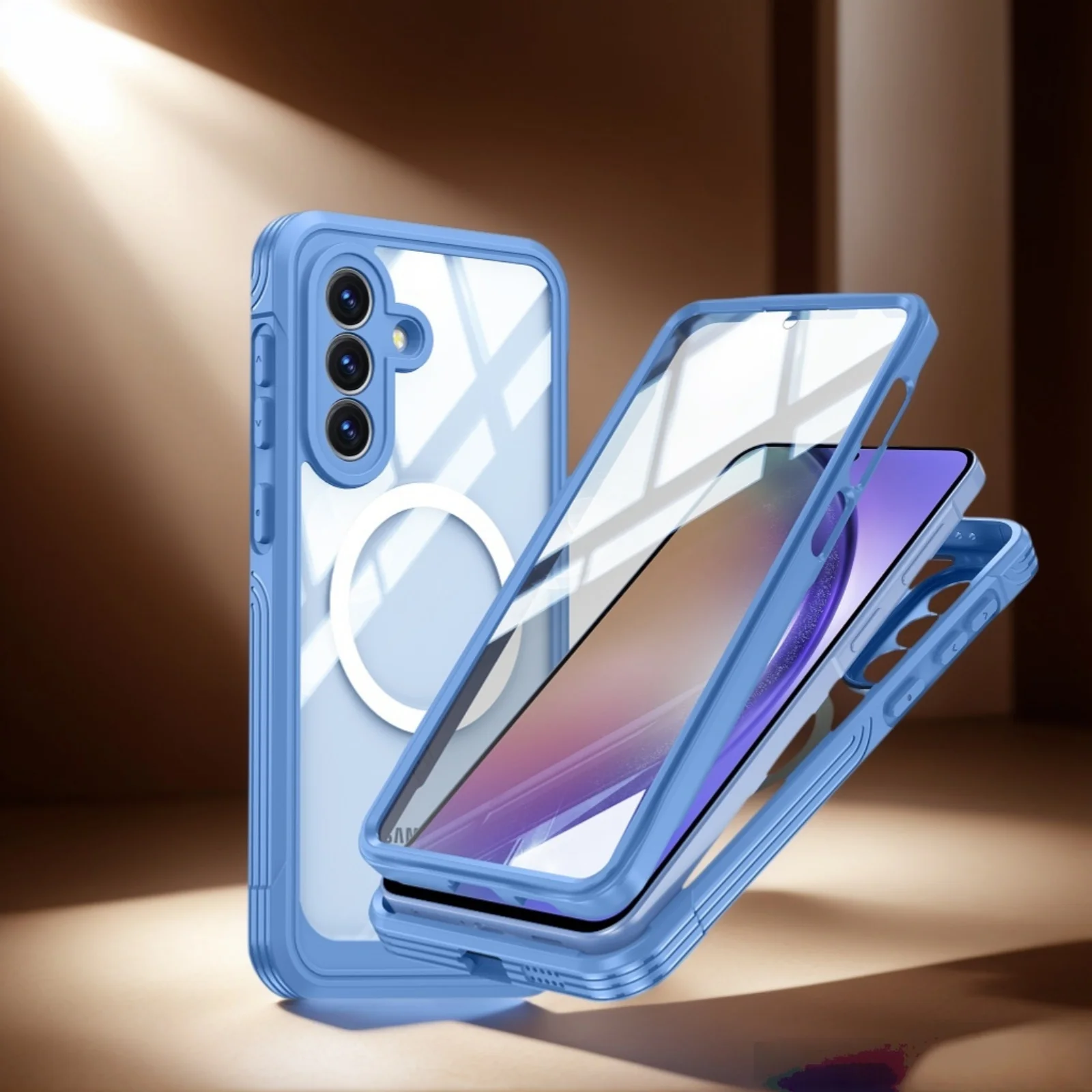 Geeignet für Samsung A57/A37/A17, hochtransparente PC-Glas-Handyhülle, moderner amerikanischer minimalistischer Stil.