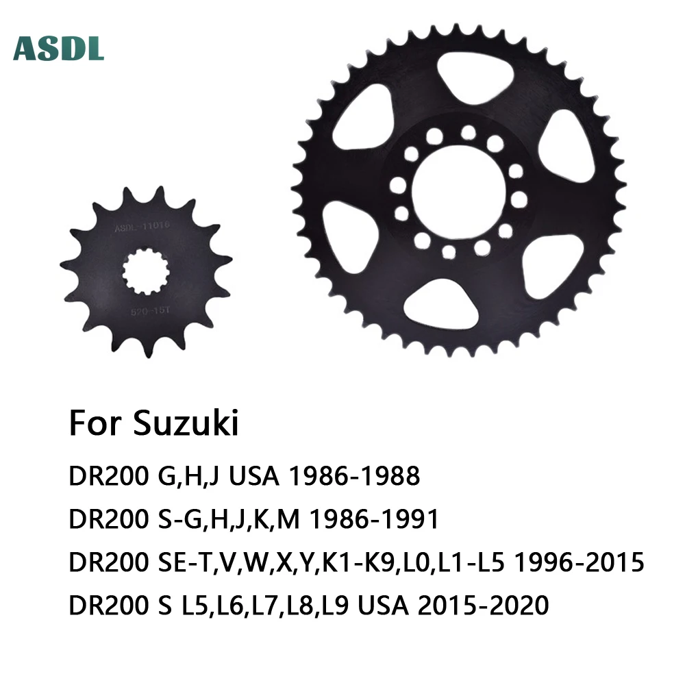 

520 15T 45T Motorcycle Front Rear Sprocket For Suzuki DR200 SE-T V W X Y K1-K9 L0-L5 1996-2015 DR200S L5 L6 L7 L8 L9 2015-2020