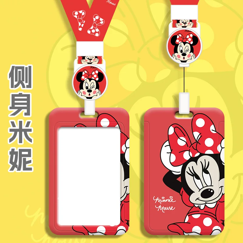 

Kawaii Disney Mickey Mouse Student Campus Card Holder Telescopic Work ID Set Cute Access Control Meal Card Girl Gift