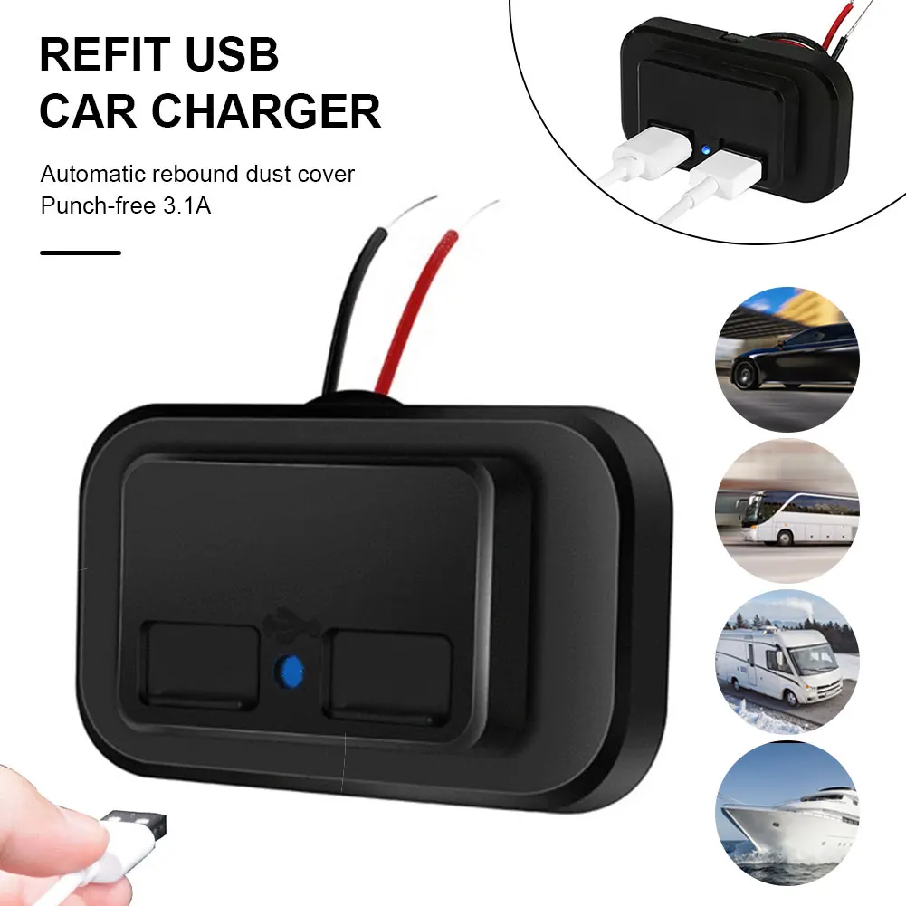 

Dual USB Car Charger Socket 12V/24V 3.1A 4.8A USB Charging Outlet Power Adapter For Motorcycle Camper Truck ATV Boat Car RV