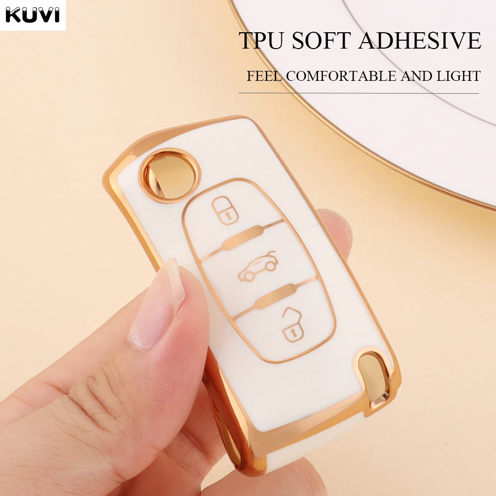 Fashion TPU Car Flip Key Case Cover Bag For Peugeot 107 207 307 308 407 607 3008 5008 Citroen Xsara Picasso C5 C6 C8 Accessories