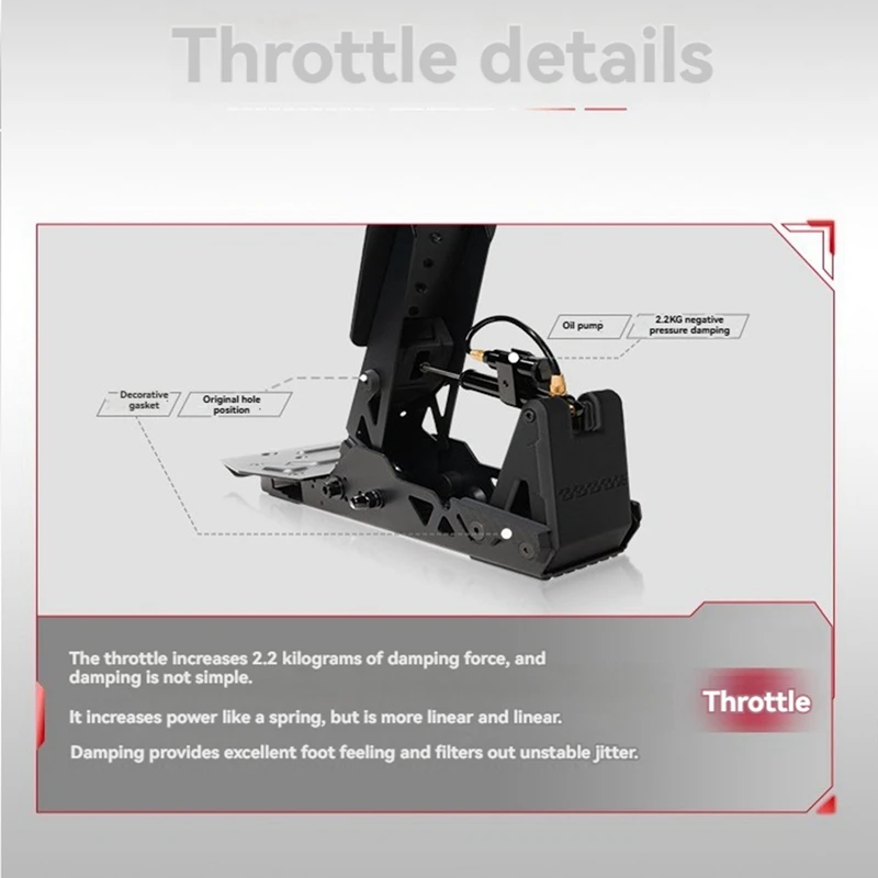 X66A-Throttle Brake Clutch Pedal Damping Enhanced Kit Pedal Racing Gaming Hydraulic Damper Modified For MOZA SRP LITE/SRP