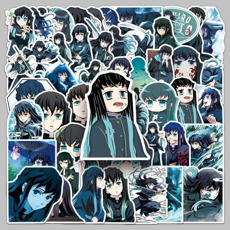 50Pcs Tokitou Muichirou Stickers Demon Slayer Anime Characters Waterproof Decorative Stickers for Computer and Thermos Cup