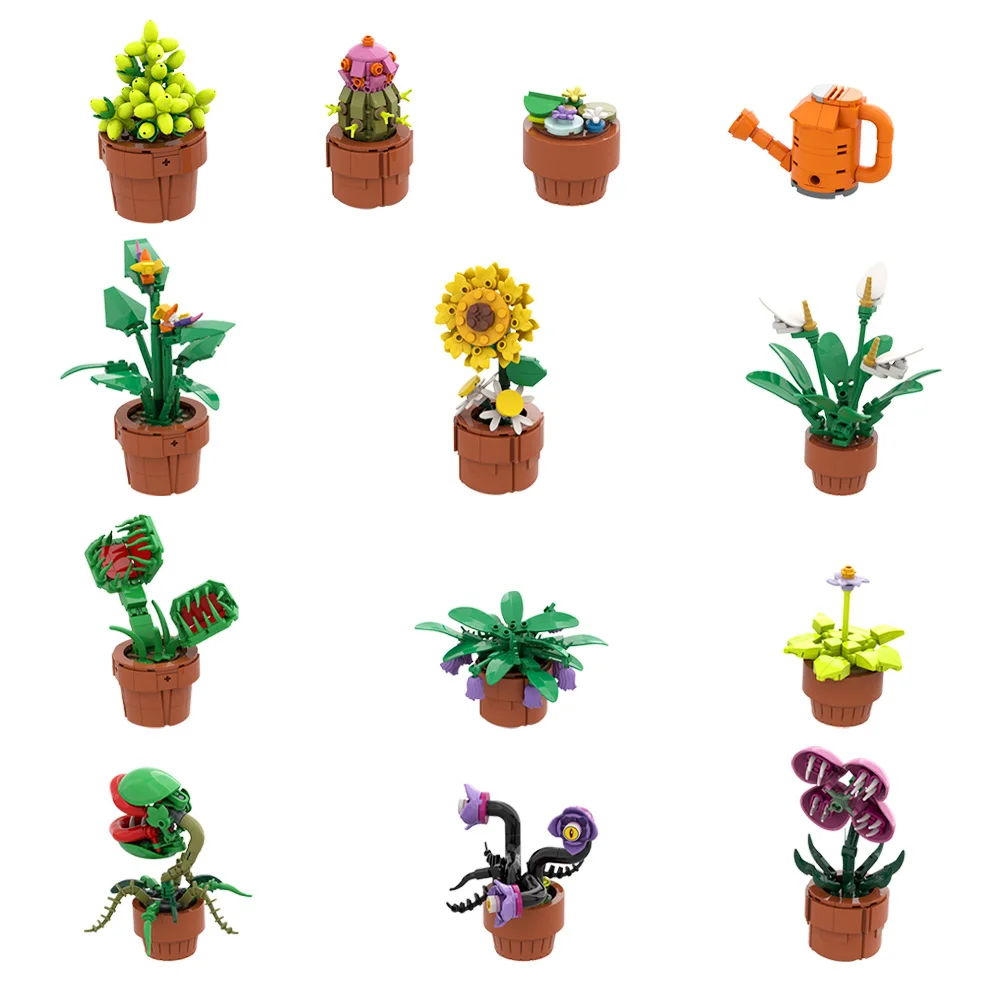 

Gobricks Tiny Drought Tolerant Plants Building Blocks Cactus Man-eating Flower Pot Plant Tropical Arid Flora Potted Bricks Toys