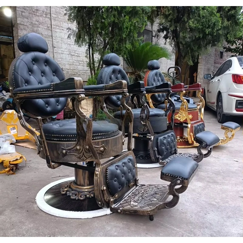 Barbershop furniture baroque style gold recliner barber chair barber shop hairdressing