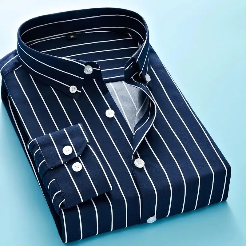 Men's Business Casual Long Sved Shirt 2024M 5XL plus Thickened Fleece Nine-Quarter Sleeve  Collar Autumn Fashion Men's Wear